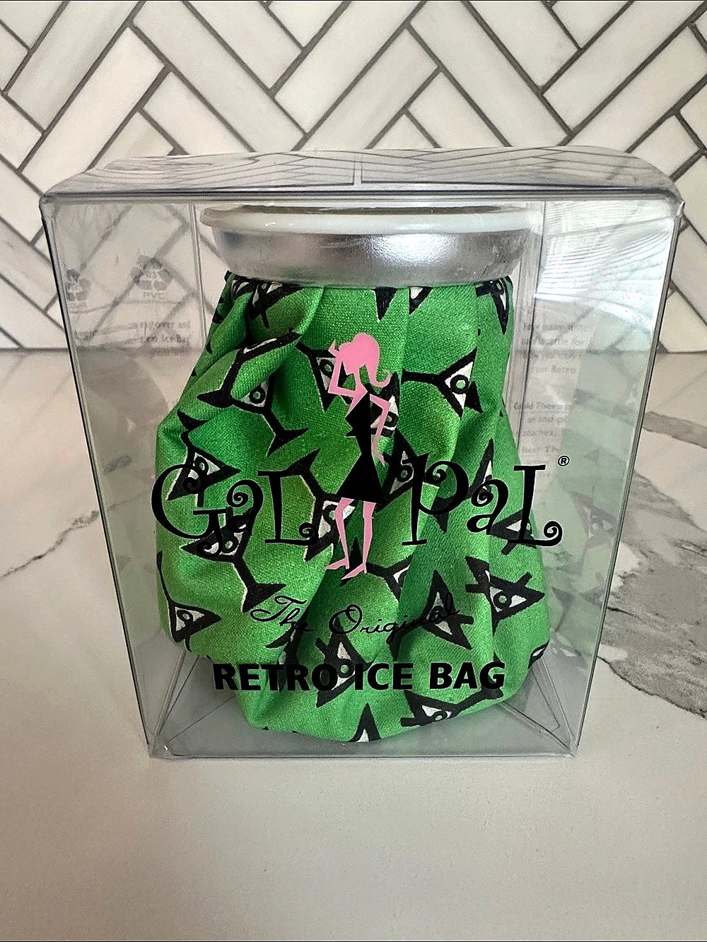 Retro Ice Bag in Green with Black Martini Glasses